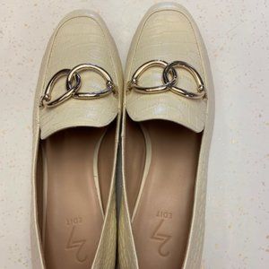 27 Edit, Ivory/Gold Croc Loafer, Size 9, NWT